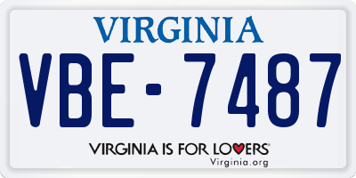 VA license plate VBE7487