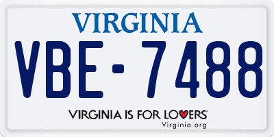 VA license plate VBE7488