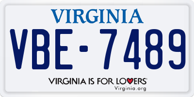VA license plate VBE7489