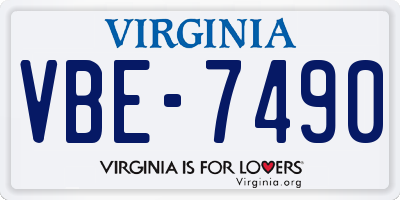 VA license plate VBE7490
