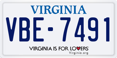 VA license plate VBE7491
