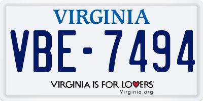 VA license plate VBE7494