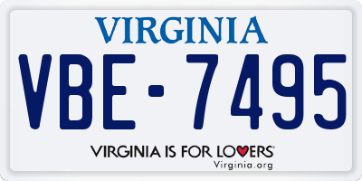 VA license plate VBE7495