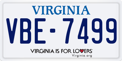 VA license plate VBE7499