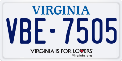 VA license plate VBE7505