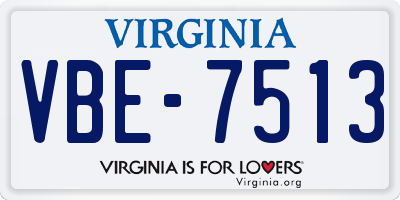 VA license plate VBE7513