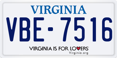 VA license plate VBE7516