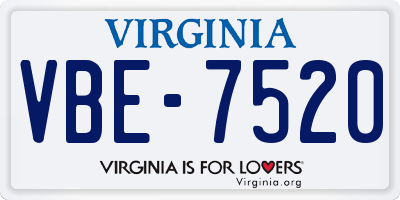 VA license plate VBE7520