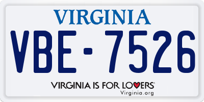 VA license plate VBE7526