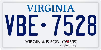 VA license plate VBE7528