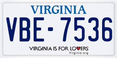 VA license plate VBE7536