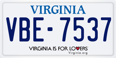 VA license plate VBE7537