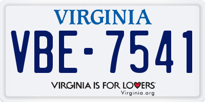 VA license plate VBE7541