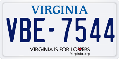 VA license plate VBE7544