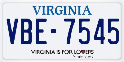 VA license plate VBE7545