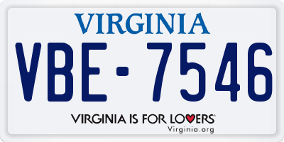 VA license plate VBE7546
