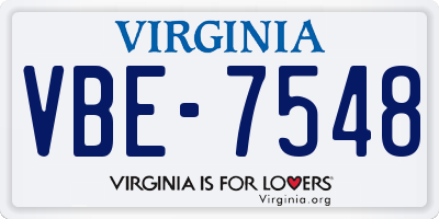 VA license plate VBE7548