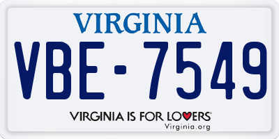 VA license plate VBE7549
