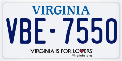 VA license plate VBE7550