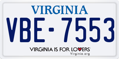 VA license plate VBE7553