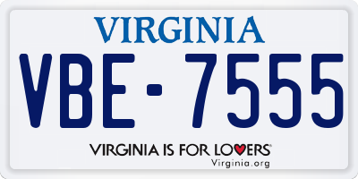 VA license plate VBE7555