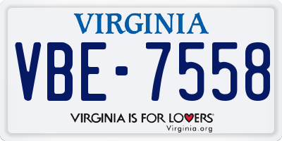 VA license plate VBE7558