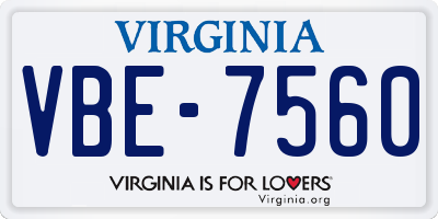 VA license plate VBE7560
