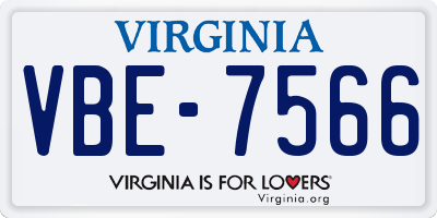 VA license plate VBE7566