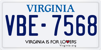 VA license plate VBE7568