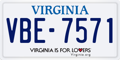 VA license plate VBE7571