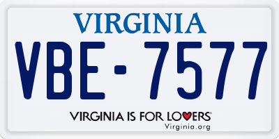 VA license plate VBE7577