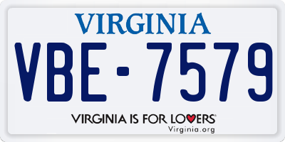 VA license plate VBE7579