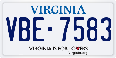 VA license plate VBE7583