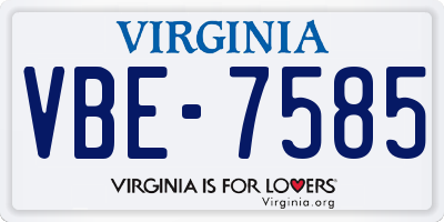 VA license plate VBE7585