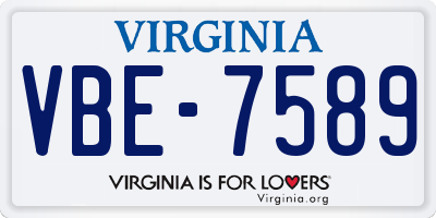 VA license plate VBE7589
