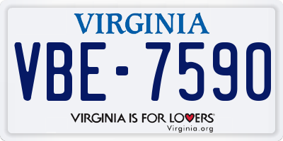 VA license plate VBE7590