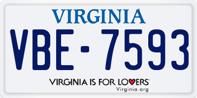 VA license plate VBE7593