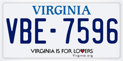 VA license plate VBE7596