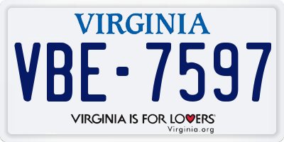VA license plate VBE7597