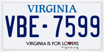 VA license plate VBE7599