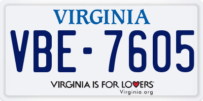 VA license plate VBE7605