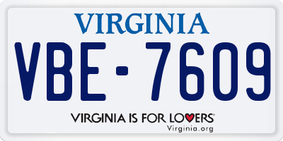 VA license plate VBE7609