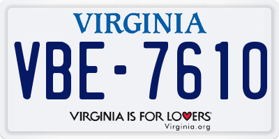 VA license plate VBE7610