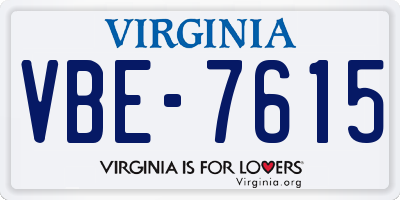 VA license plate VBE7615
