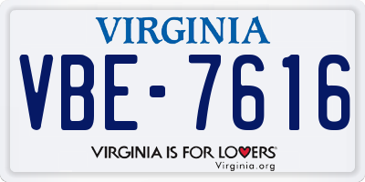VA license plate VBE7616