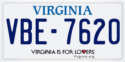 VA license plate VBE7620