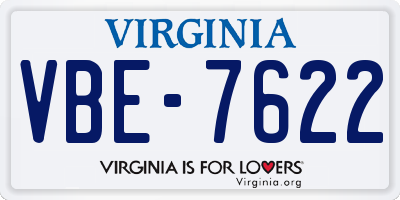 VA license plate VBE7622