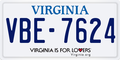 VA license plate VBE7624