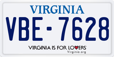 VA license plate VBE7628