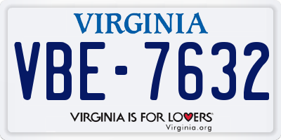 VA license plate VBE7632